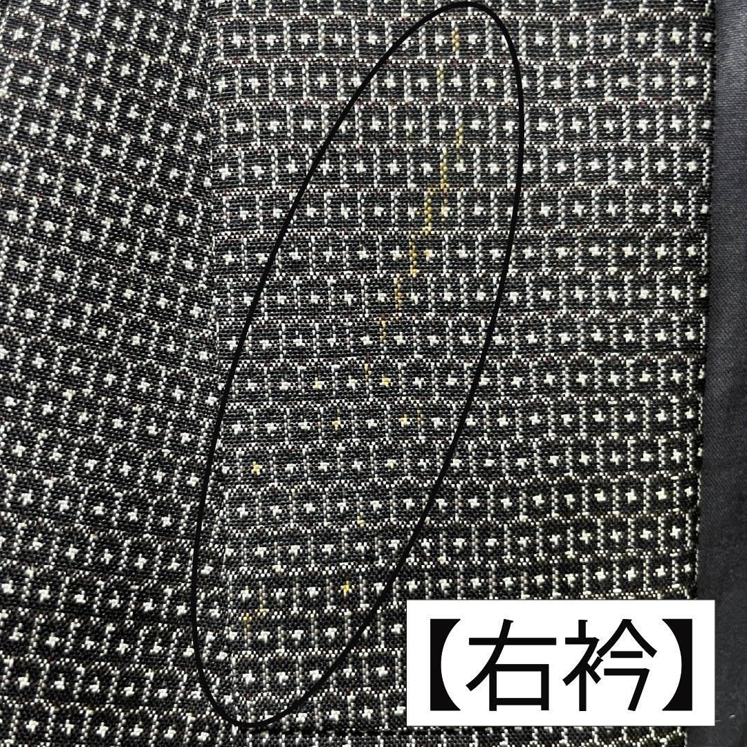 Men's Pure Silk A-Rank Oshima Tsumugi 100 Tortoise Shell Ensemble, Lined, Black, Length 145.5cm, Sleeve Length 68.5cm, Product Number: 1119001483410