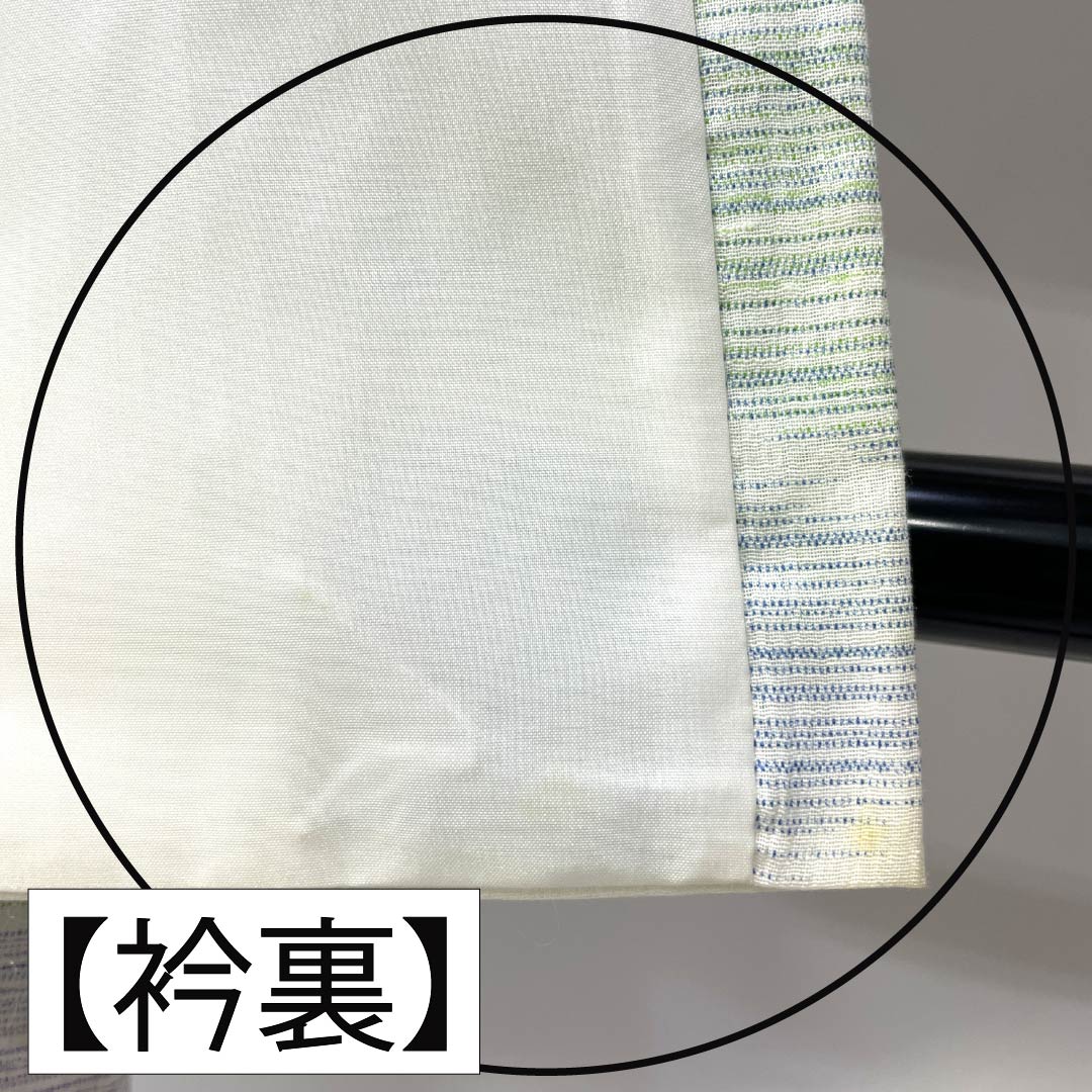 夏物 ポリエステル 紬 Bランク 身丈156.5cm 裄丈64.5cm 型染 松皮菱 洗える着物 紗 白系 1132004934311