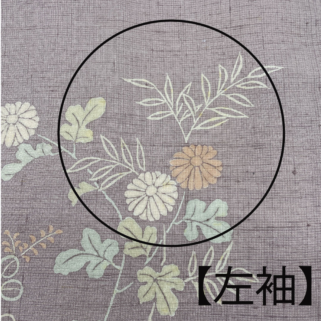 訪問着 袷 身丈153cm 裄丈60.5cm 草花模様 紬地 淡紅藤色 正絹 Aランク 紫系 1112001483220