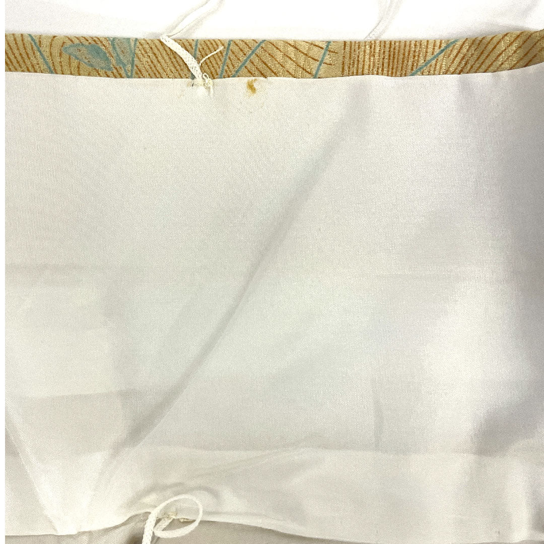 小紋 身丈147.5cm 裄丈61.5cm 袷  洗える着物 流水に葉 ポリ Aランク 黄系 1115000213123