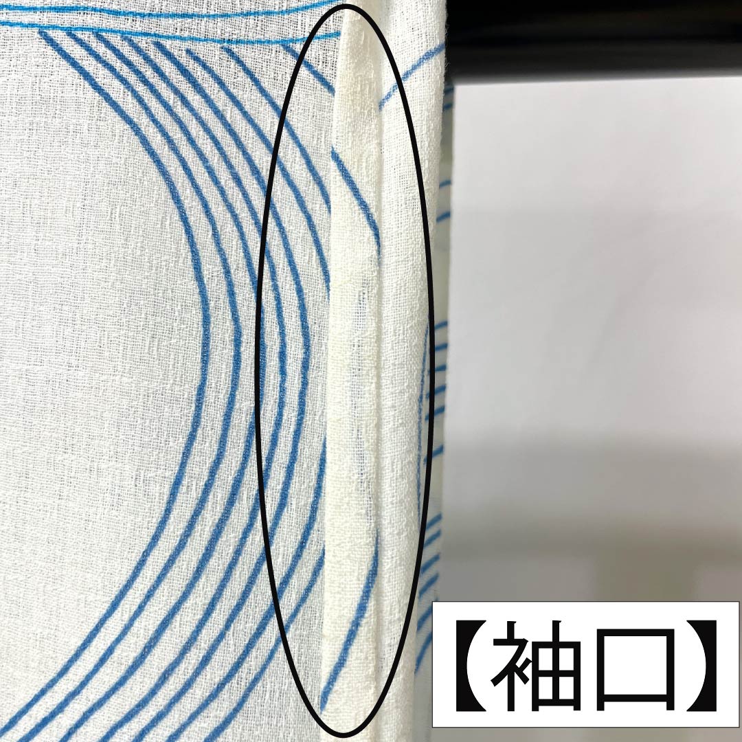 浴衣 木綿 Bランク 身丈154cm 裄丈65cm 白色 波 型染 単衣 白系 1118007034211