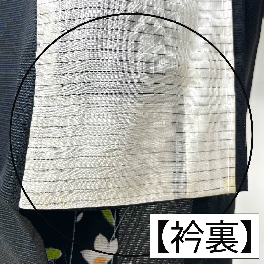 夏物 ポリエステル 付下げ Aランク 身丈153.5cm 裄丈64.5cm 草花模様 洗える着物 絽 黒系 1132005243210
