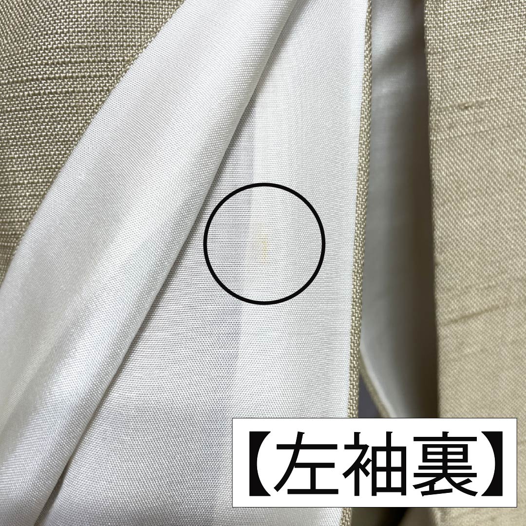 訪問着 正絹 Bランク 袷 身丈160cm 裄丈68cm 亜麻色（あまいろ） 生紬 桶絞り 乾山絞り 伝統工芸作家 吉澤与市 ベージュ系 1112007414425