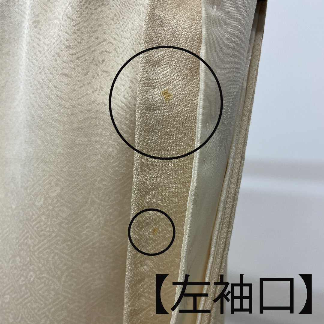 色留袖 身丈157cm 裄丈64cm 袷 東京友禅 正絹 Bランク 三つ紋 クリーム系 1111000284315