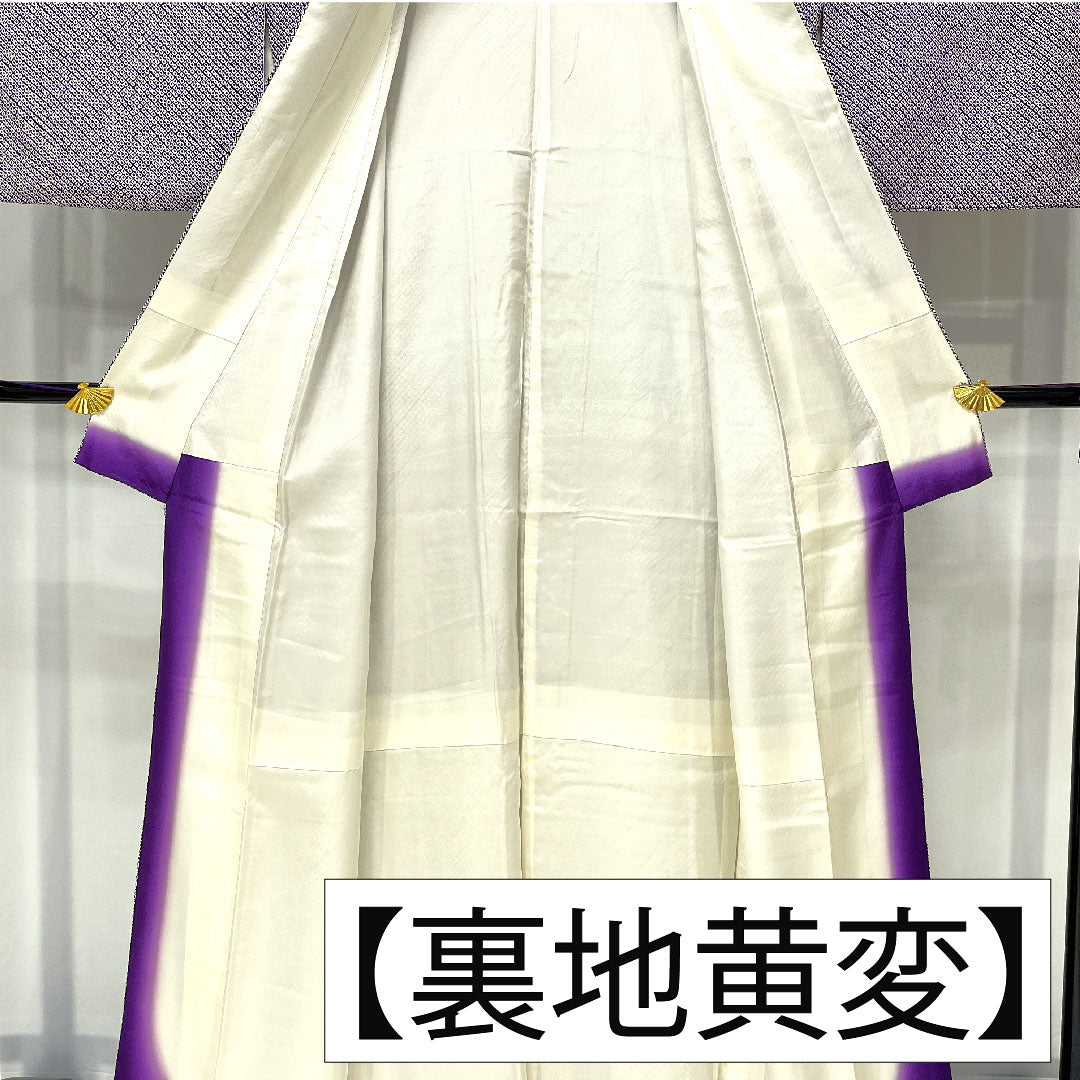 小紋 正絹 身丈163cm 裄丈63.5cm 袷 葡萄紫色（ぶどうむらさきいろ） 総絞り 疋田絞り Aランク 紫系 1115004663420