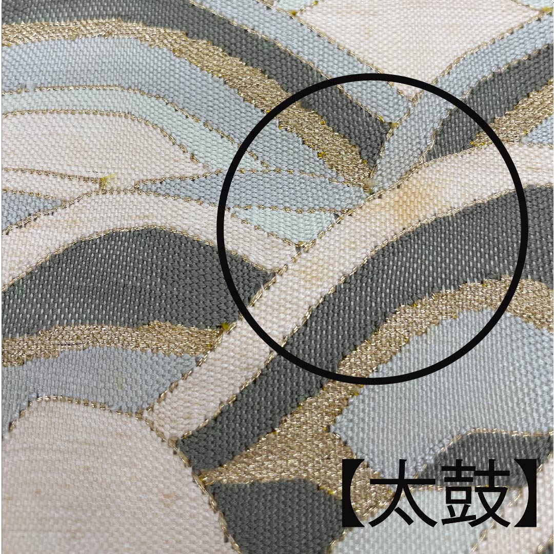 袋帯 燻色（ふすべいろ） 青海波 帯丈444cm 正絹 Bランク ポイント柄 フォーマル 茶系 1123008984314