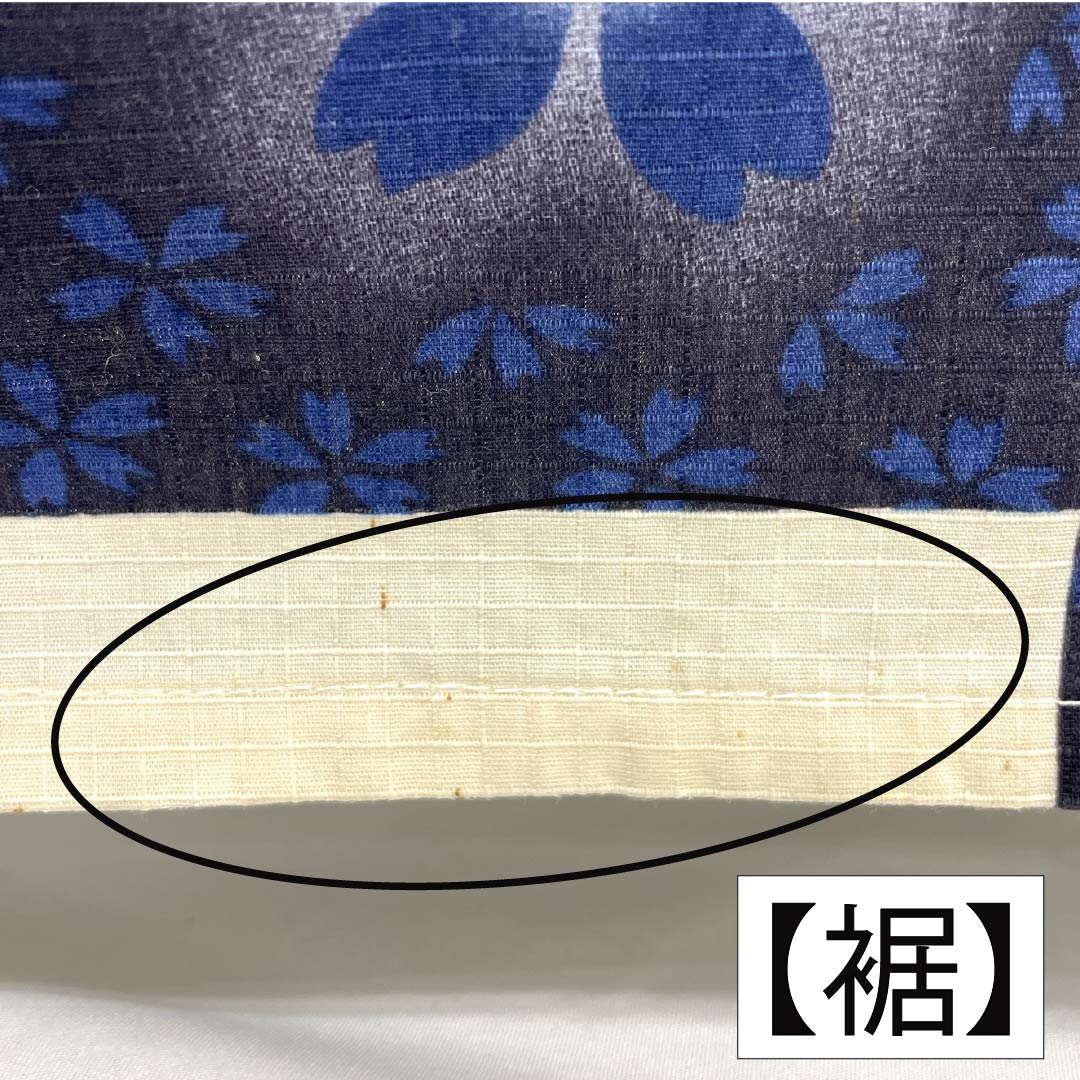 浴衣 木綿 身丈162cm 裄丈69cm Bランク 単衣 グラデーション系 生成り色（きなりいろ） 濃紺色（のうこんいろ） 市松模様 桜 1118005994499