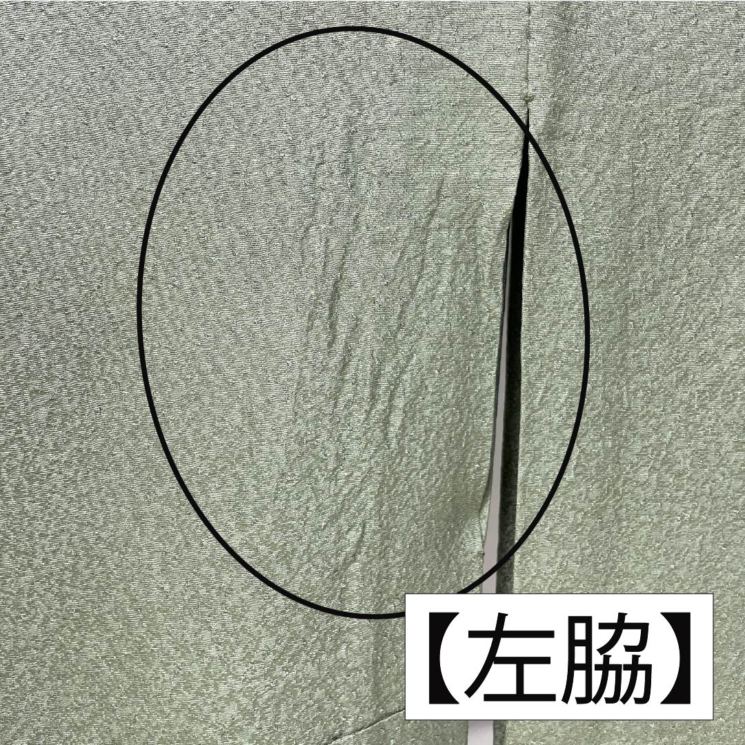 色無地 正絹 Bランク 身丈154cm 裄丈65cm 裏葉色（うらはいろ） 単衣 緑系 1114002374219