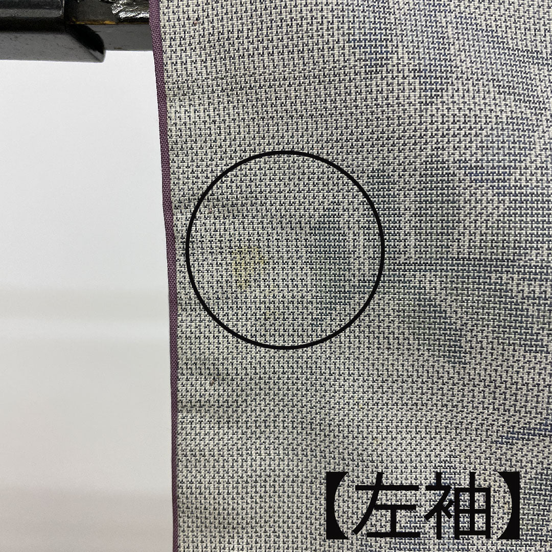 大島紬 身丈160cm 裄丈66cm 草花模様 正絹 Bランク 袷 グレー系 1116001484422