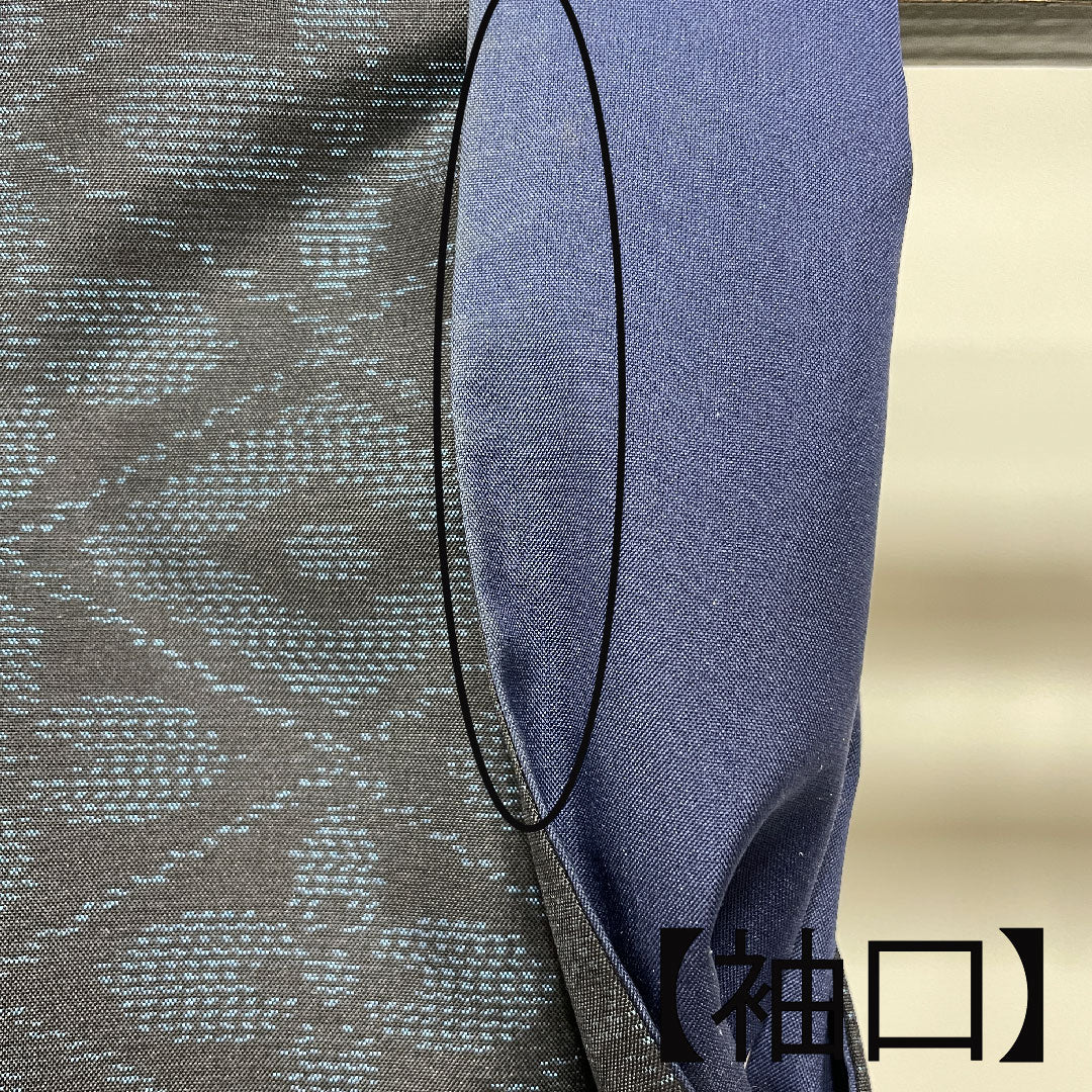 大島紬 身丈148.5cm 裄丈66cm 緯総絣 亀甲模様 正絹 Aランク 袷 紺系 1116001673118