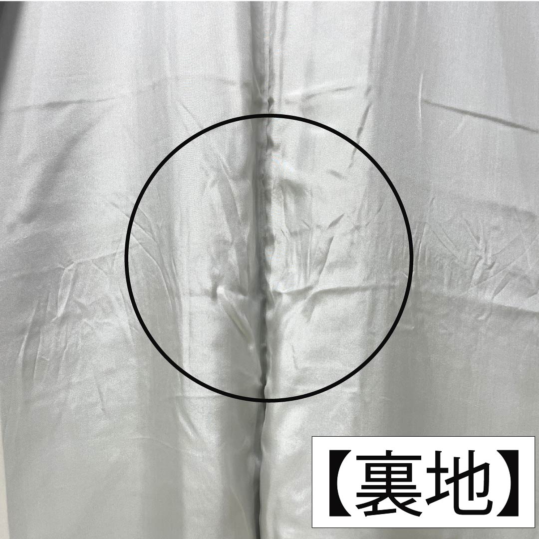 小紋 正絹 身丈152.5cm 裄丈64.5cm 袷 山藍摺色（やまあいずりいろ） 型染 熨斗 花柄 スコッチガード Bランク 緑系 1115005484219