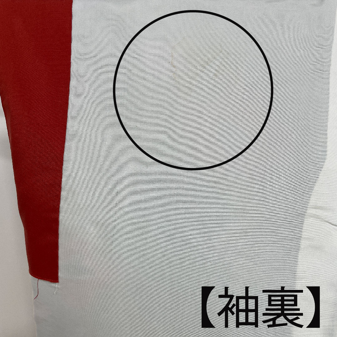 紬 身丈159cm 裄丈59cm 松葉色 花模様 正絹 Bランク 袷 緑系 1116001724319