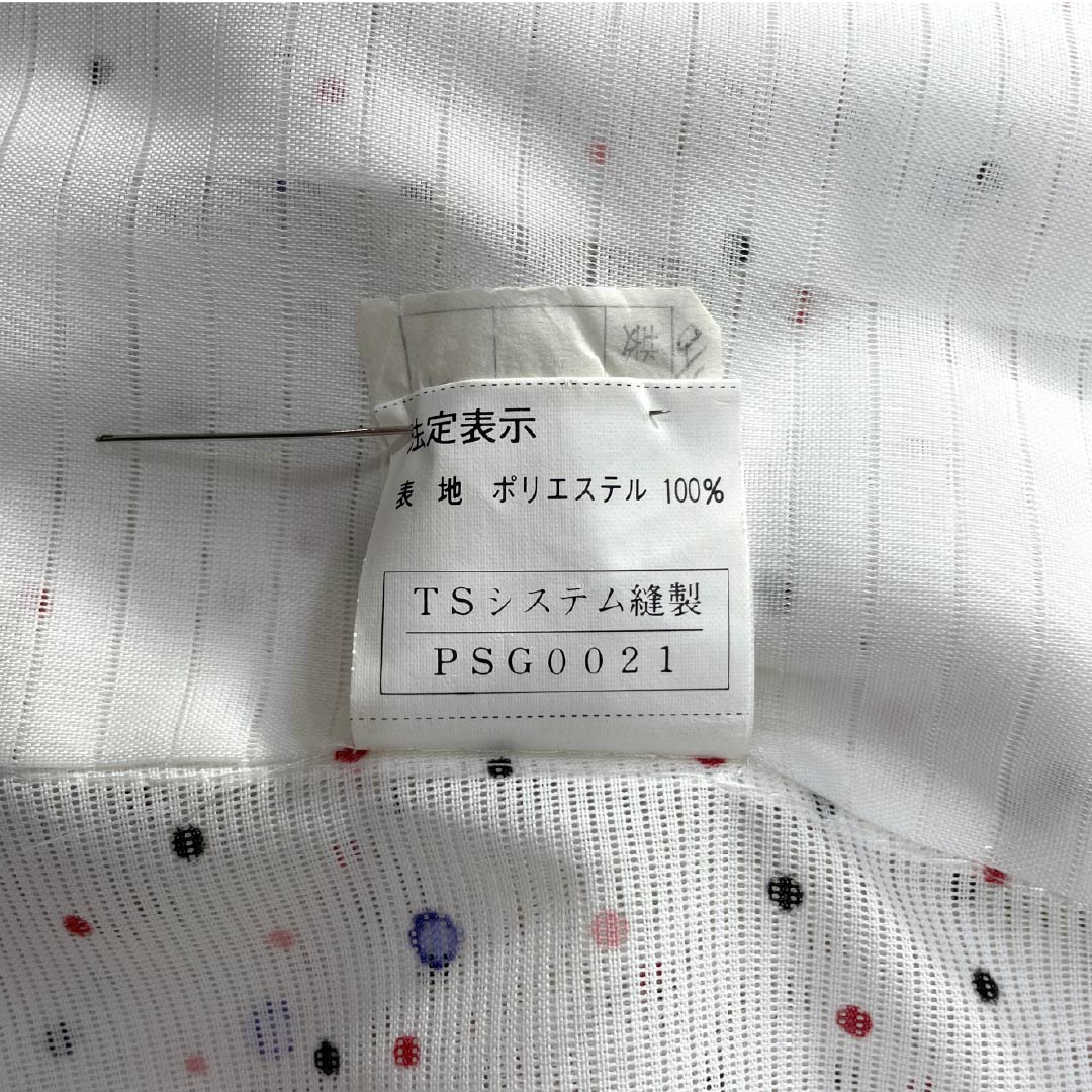 夏物 ポリエステル 小紋 身丈168cm 裄丈66cm ドット柄 洗える着物 絽 Aランク 白系 1132002263511
