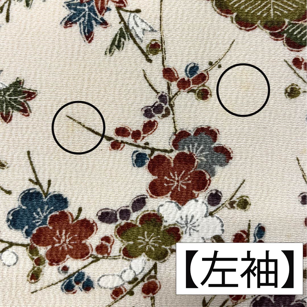 小紋 正絹 身丈156.5cm 裄丈62cm 袷 砥粉色（とのこいろ） 型染 時代絵巻 Bランク クリーム系 1115005054315