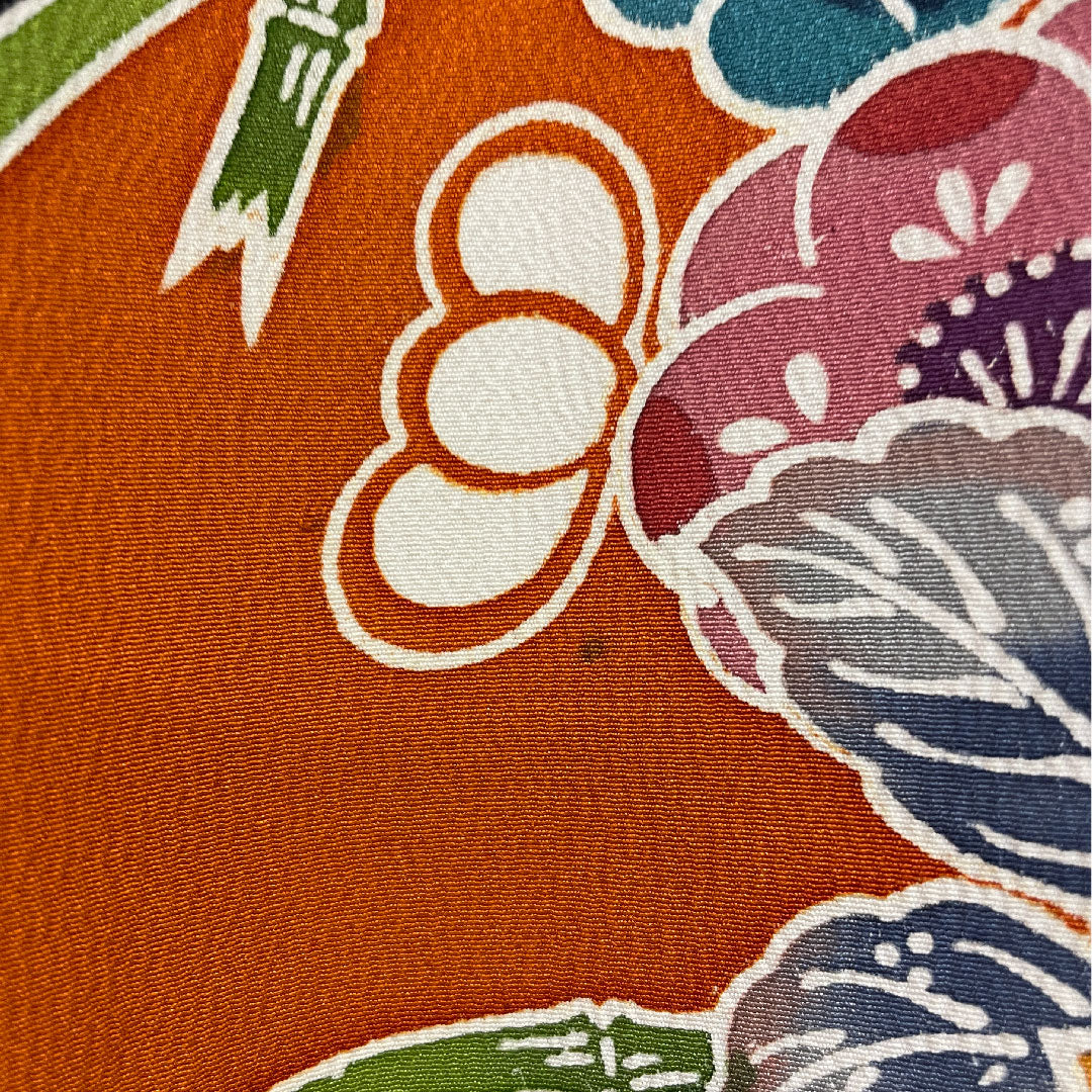 振袖 身丈160cm 裄丈68cm 袷  京紅型 松竹梅  正絹 Aランク 黒系 1113000363410