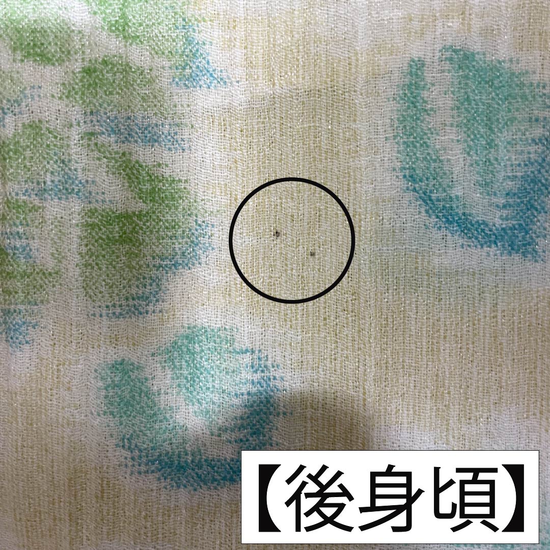 夏物 ポリエステル 紬 Aランク 身丈152.5cm 裄丈62cm 牙黄色（げおういろ） 薔薇 縮風 紗 黄系 1132006333223