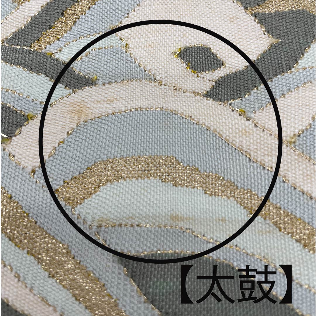 袋帯 燻色（ふすべいろ） 青海波 帯丈444cm 正絹 Bランク ポイント柄 フォーマル 茶系 1123008984314