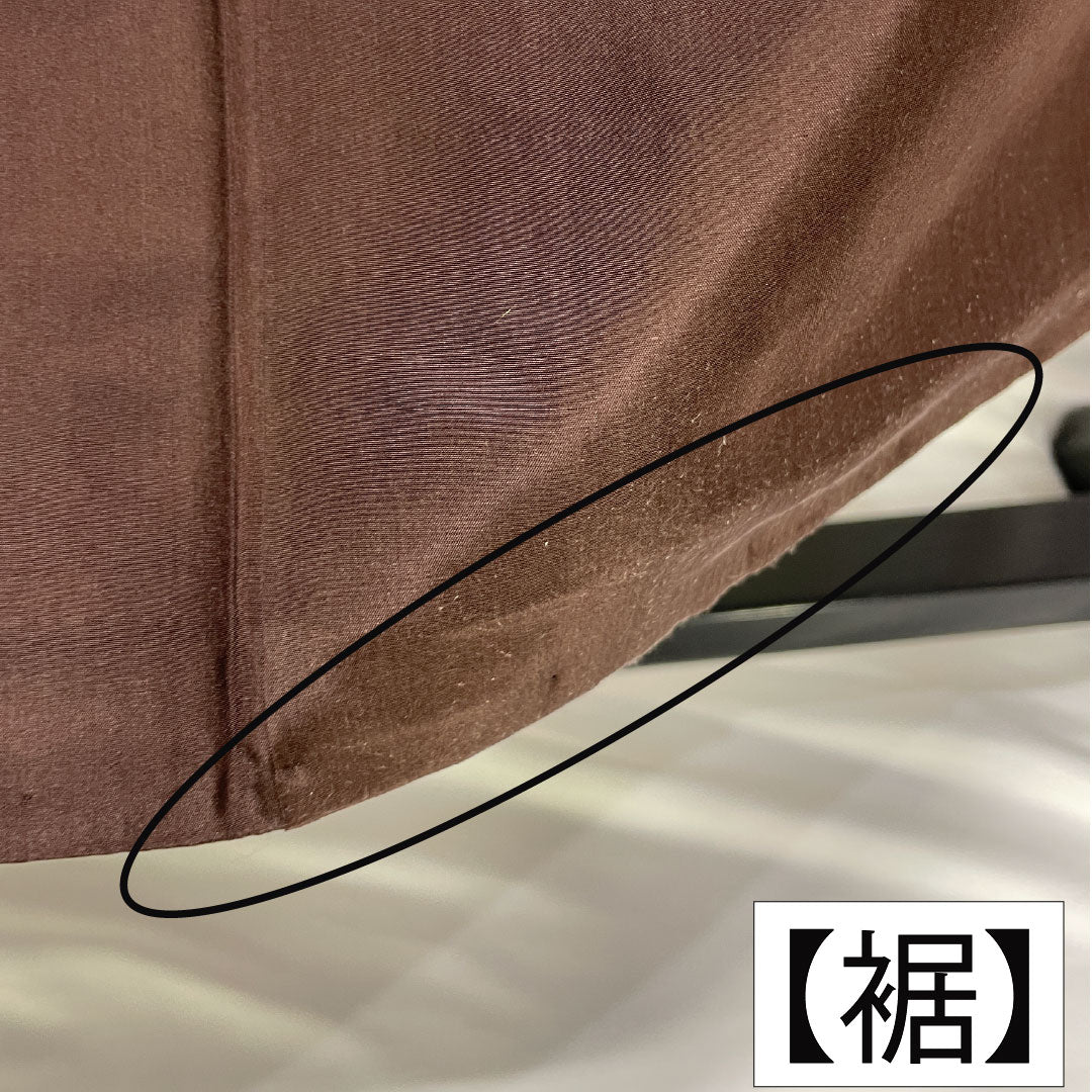 男物 正絹 Aランク 身丈144.5cm 裄丈67cm 大島紬 変り小絣 泥染  袷 茶系 1119001843414