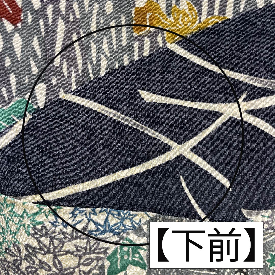 訪問着 正絹 Bランク 袷 身丈157cm 裄丈65cm 燻銀色（いぶしぎんいろ） 江戸紅型 五味桂子 作家物 グレー系 1112007054322