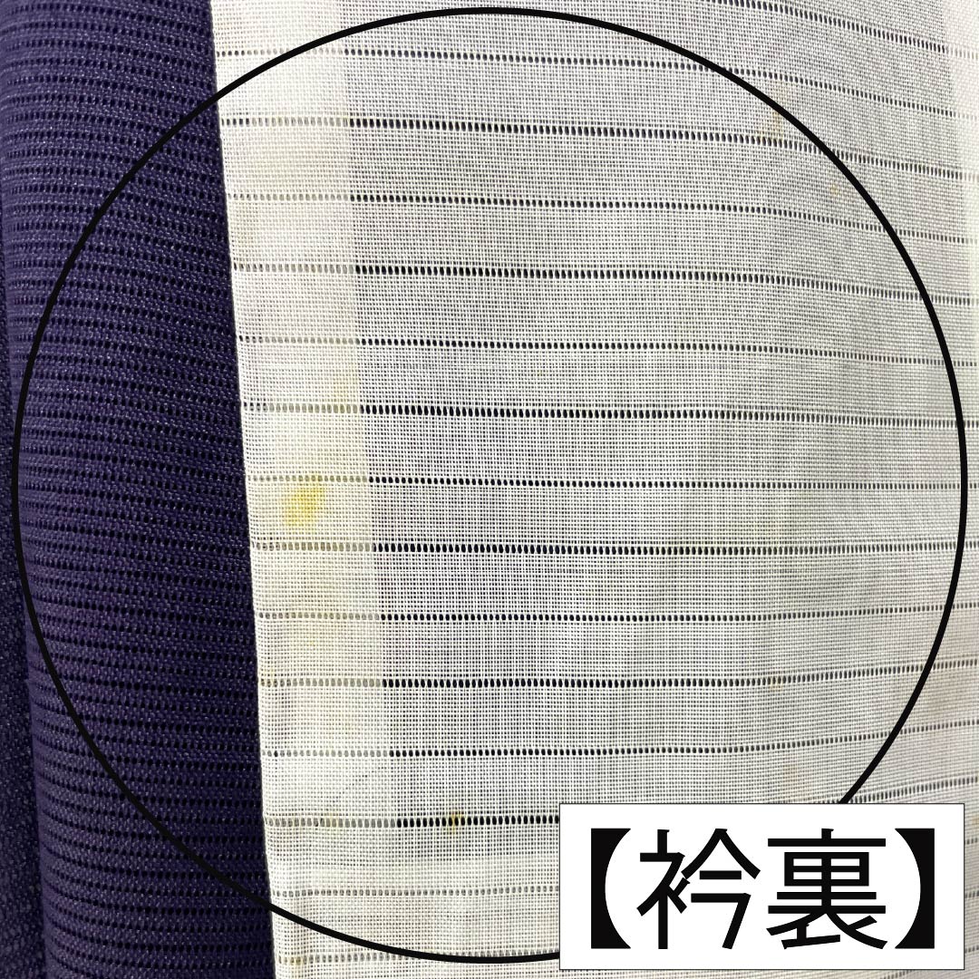 夏物 ポリエステル 色無地 Bランク 身丈152.5cm 裄丈62cm 褐色（かちいろ） 素無地 洗える着物 絽 紫系 1132005514220