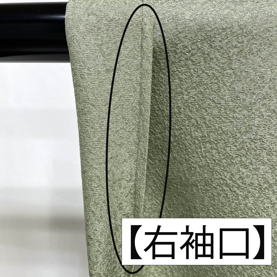 色無地 正絹 Bランク 身丈154cm 裄丈65cm 裏葉色（うらはいろ） 単衣 緑系 1114002374219