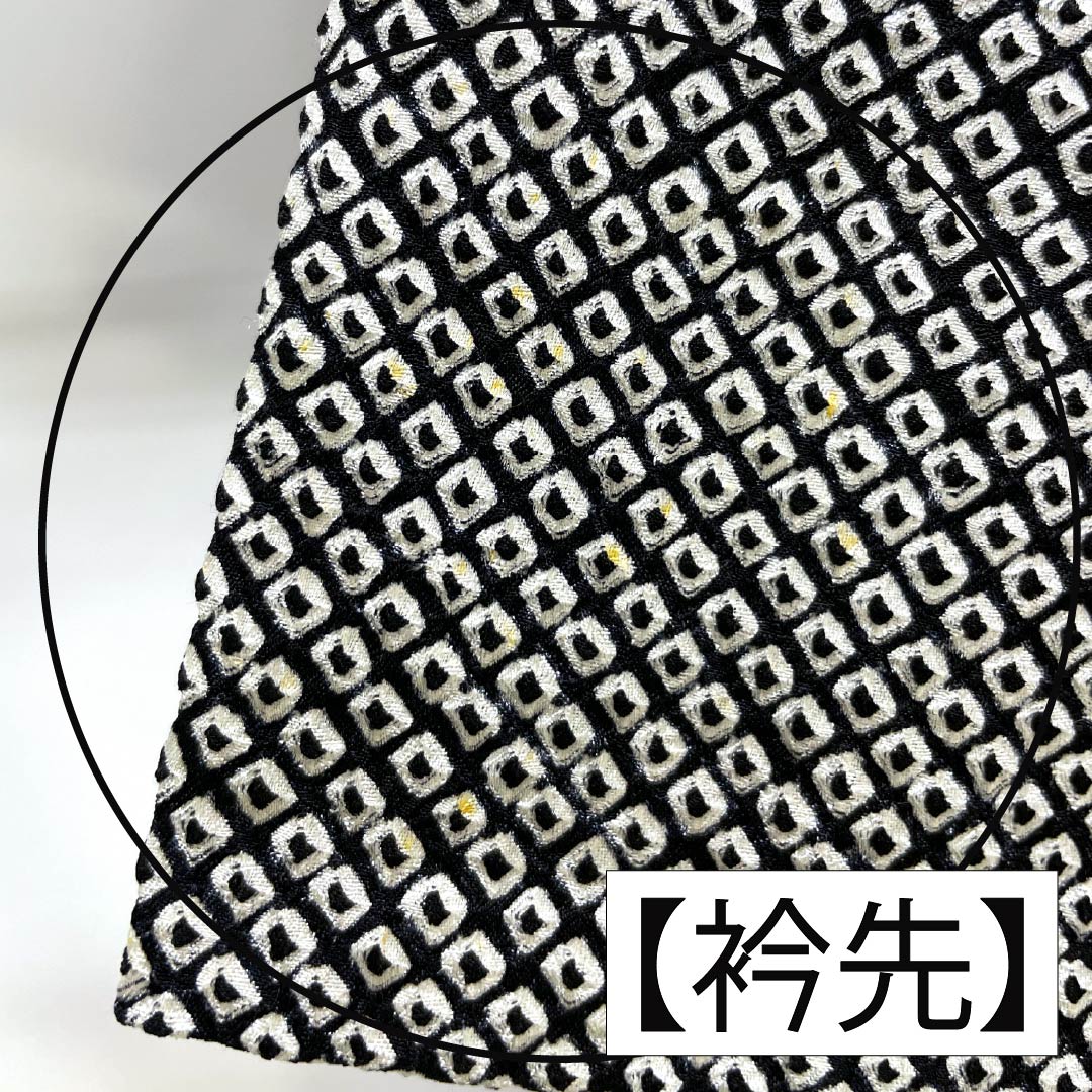 訪問着 正絹 Bランク 袷 身丈166cm 裄丈66cm 総絞り 草花 部分刺繍 黒系 1112007004510
