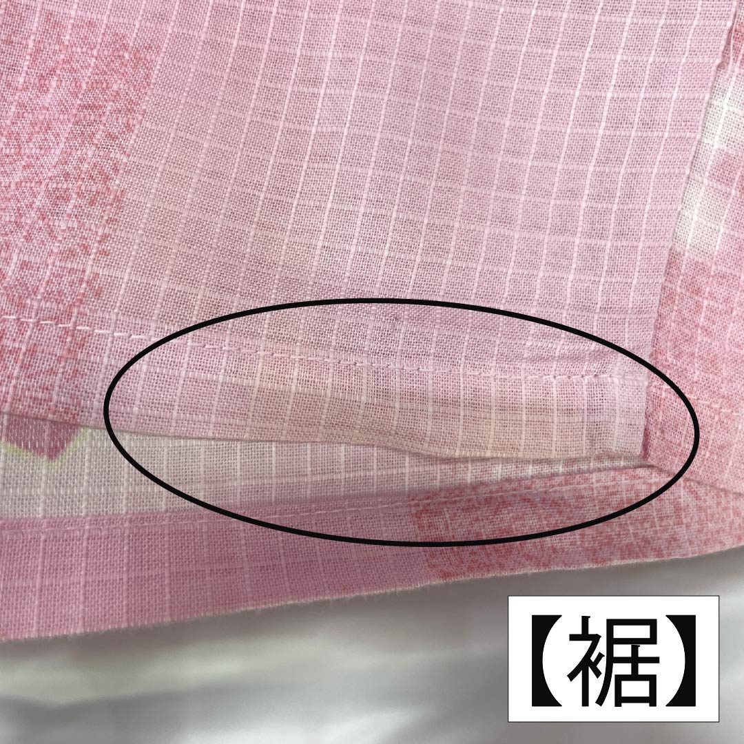 浴衣 木綿 身丈159cm 裄丈65.5cm Bランク 単衣 ピンク系 唐棣色（にわうめいろ） 八重桜 1118006074313