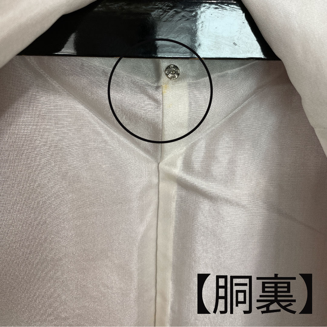 訪問着 袷 身丈153cm 裄丈60.5cm 草花模様 紬地 淡紅藤色 正絹 Aランク 紫系 1112001483220