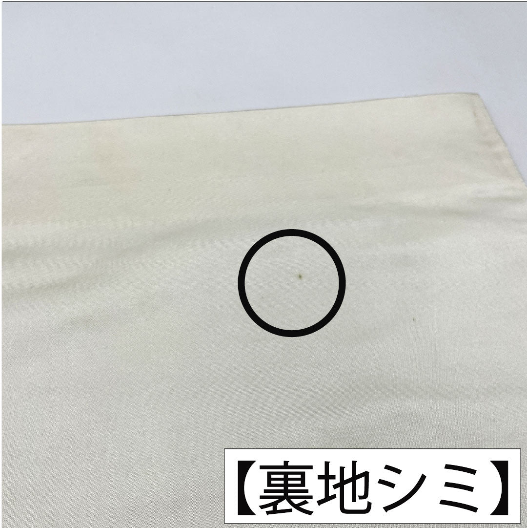 袋帯 正絹 Bランク 白銅色（はくどういろ） 西陣織 波涛鴛鴦 鶴 帯丈424cm 六通 フォーマル グレー系 1123016084322