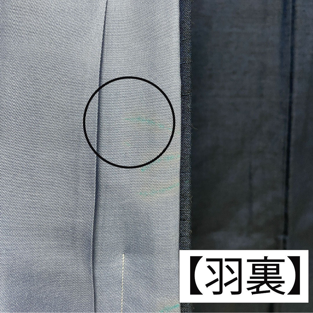 男物 正絹 Aランク 身丈141.5cm 裄丈70cm 濃紺色（のうこんいろ） 紬地 羽織紐付き アンサンブル 袷 紺系 1119001593418