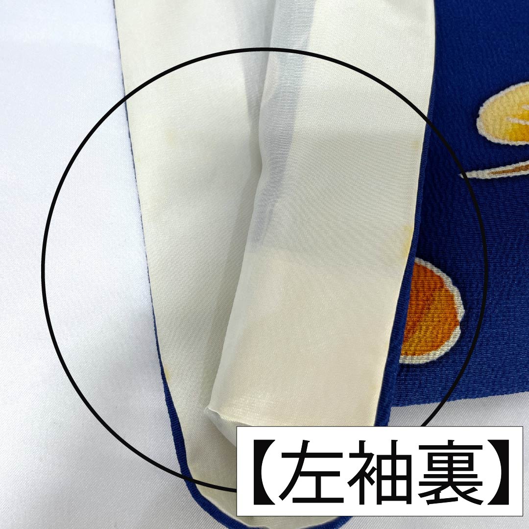 訪問着 正絹 Bランク 袷 身丈158cm 裄丈63.5cm 紺瑠璃色（こんるりいろ） 京紅型 吉祥文様 松竹梅 菖蒲 鳥 青系 1112007284317