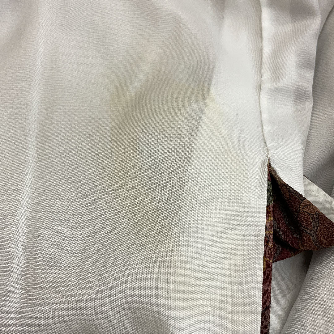 小紋 身丈160cm 裄丈64cm 袷  洗える着物 更紗柄 ポリ Aランク 茶系 1115000223314