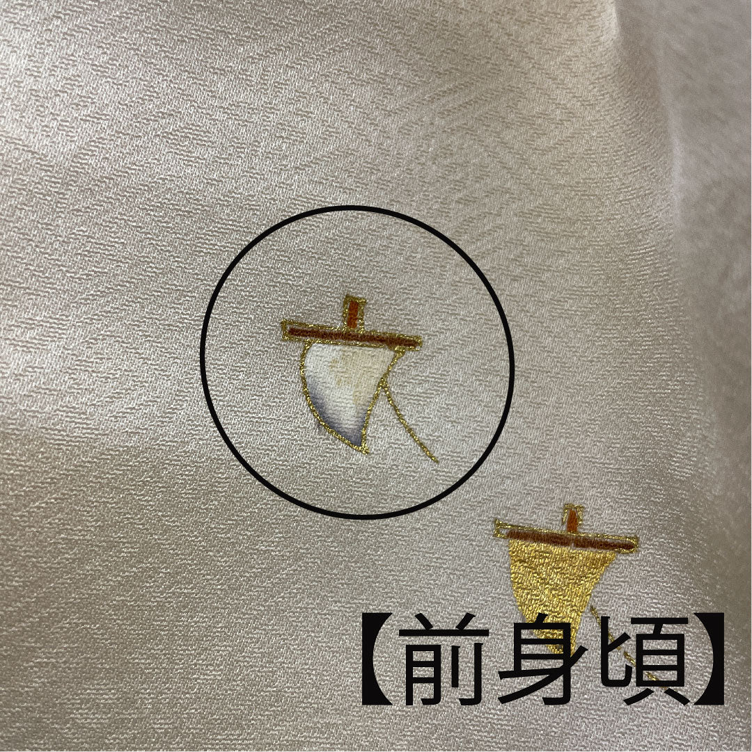 色留袖 身丈157cm 裄丈64cm 袷 東京友禅 正絹 Bランク 三つ紋 クリーム系 1111000284315