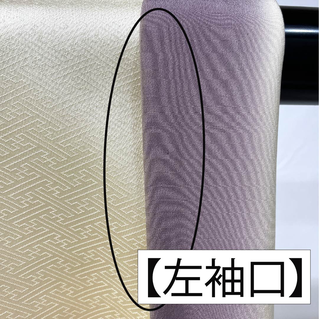 訪問着 正絹 Bランク 袷 身丈154.5cm 裄丈64cm 生成り色（きなりいろ） 福田喜重 人間国宝 一つ紋 上田家桐 刺繍 クリーム系 1112006824215