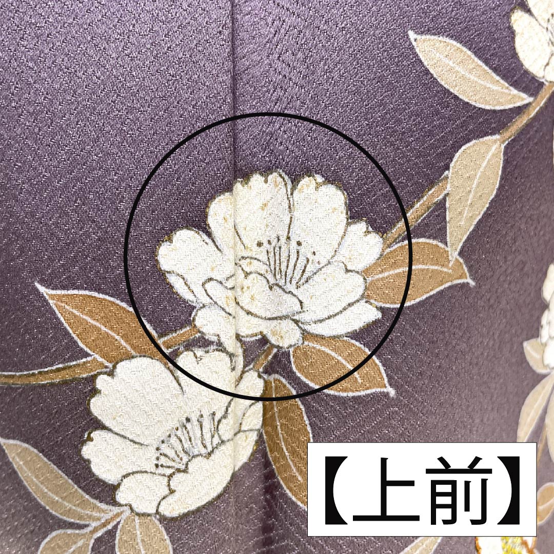 訪問着 正絹 Bランク 袷 身丈164cm 裄丈64.5cm 紅掛鼠色（べにかけねずいろ） 京友禅 一つ紋 草木 紫系 1112007044420