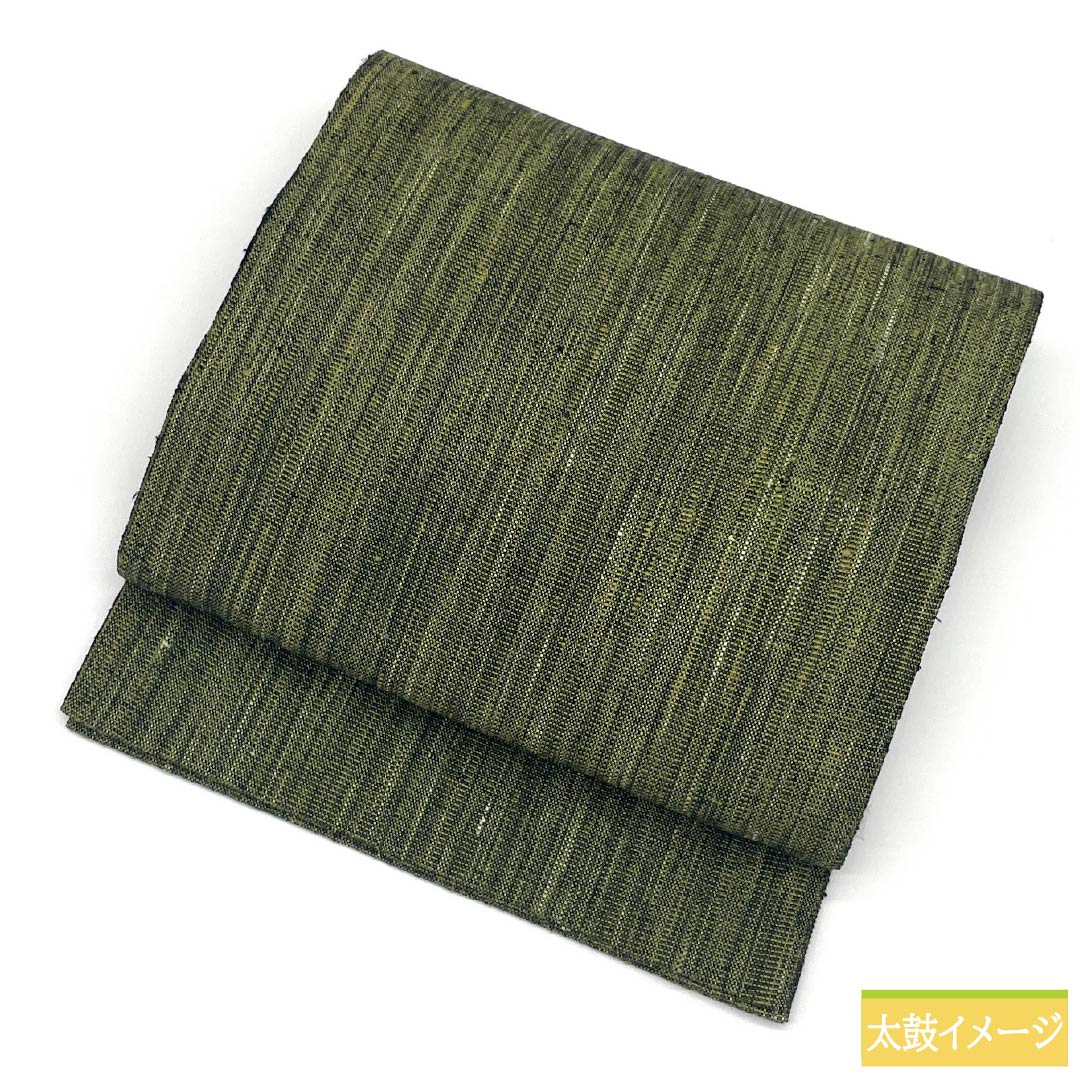 名古屋帯 正絹 Sランク 紬地 帯丈382cm 全通 カジュアル 緑系 1124010322419 開き仕立て