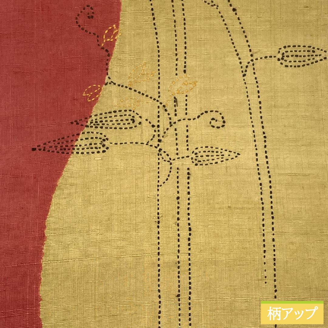 名古屋帯 正絹 Sランク 麦藁色（むぎわらいろ） 刺し子刺繍 草花模様 紬地 帯丈379cm ポイント柄 カジュアル 黄系 1124010022323 名古屋仕立て