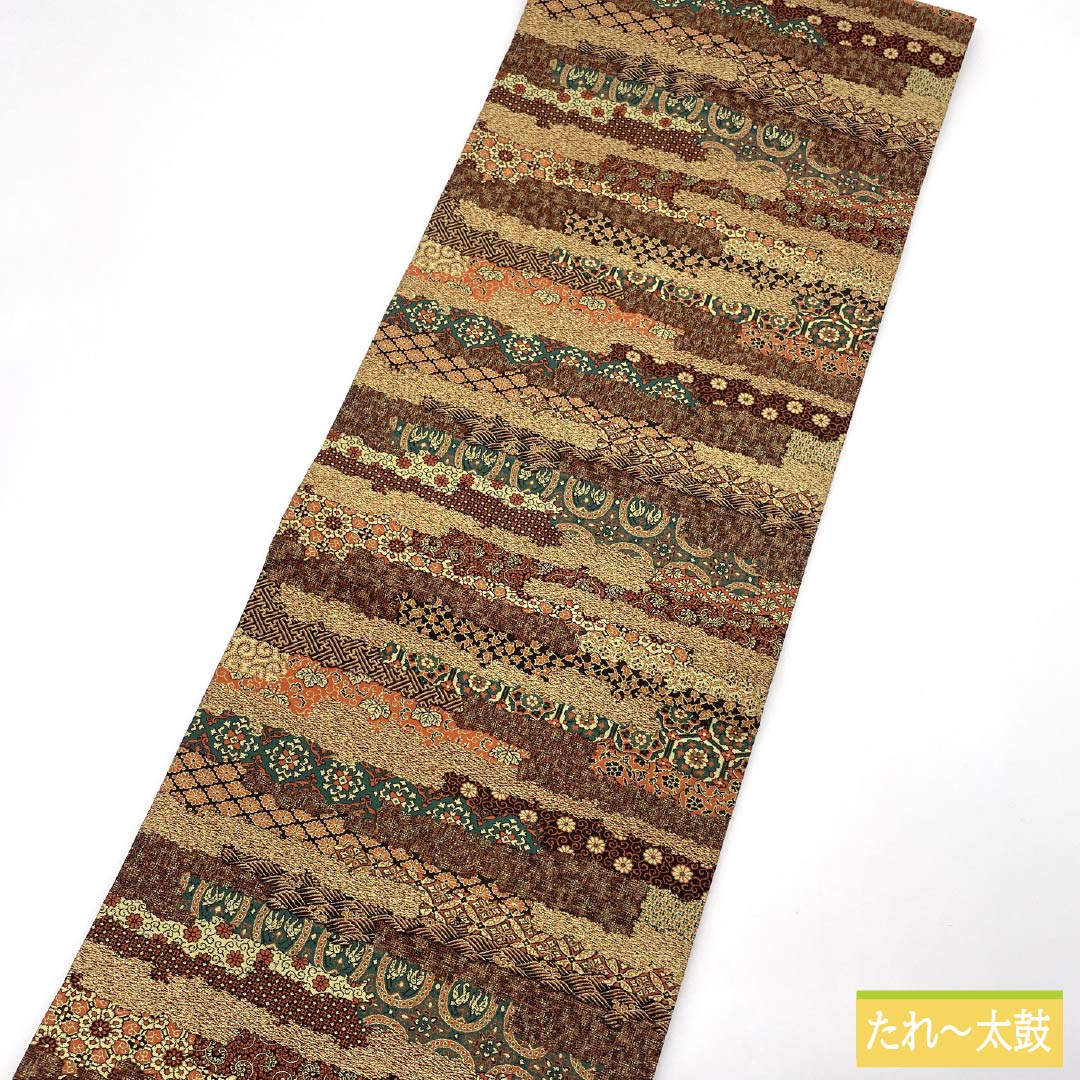 Nagoya Obi, Pure Silk, S-Rank, Manyo, Shoba Weave, Yamaki Orimono, Varied Horizontal Stripes, Length 351cm, Full Length, Casual, Gradient, Item Number 1124010082399, Nagoya Style