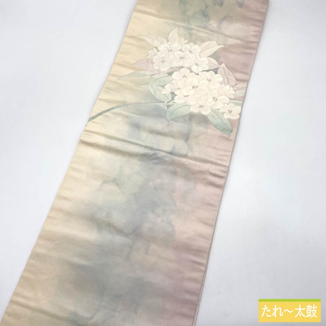 名古屋帯 正絹 Aランク ハナミズキ ふくれ織 帯丈352cm ポイント柄 カジュアル グラデーション系 1124010113399 名古屋仕立て