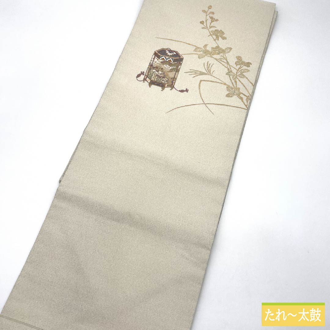 名古屋帯 正絹 Aランク 貝桶 綴れ織 刺繍 帯丈371cm ポイント柄 セミフォーマル 銀系 1124010293322 名古屋仕立て