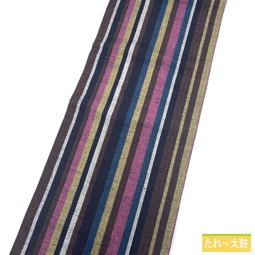 専用帯3355 2833 二点セット●高級 正絹 紬 花織 名古屋仕立て リサイクル着物】名古屋帯 正絹 Aランク 縞 紬地 帯丈376cm 全通