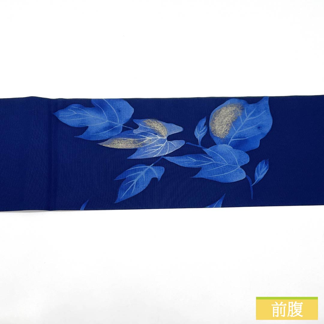 名古屋帯 正絹 Sランク 紺桔梗色（こんききょういろ） 染め帯 蔦 帯丈340cm ポイント柄 カジュアル 紺系 1124009842318 名古屋仕立て