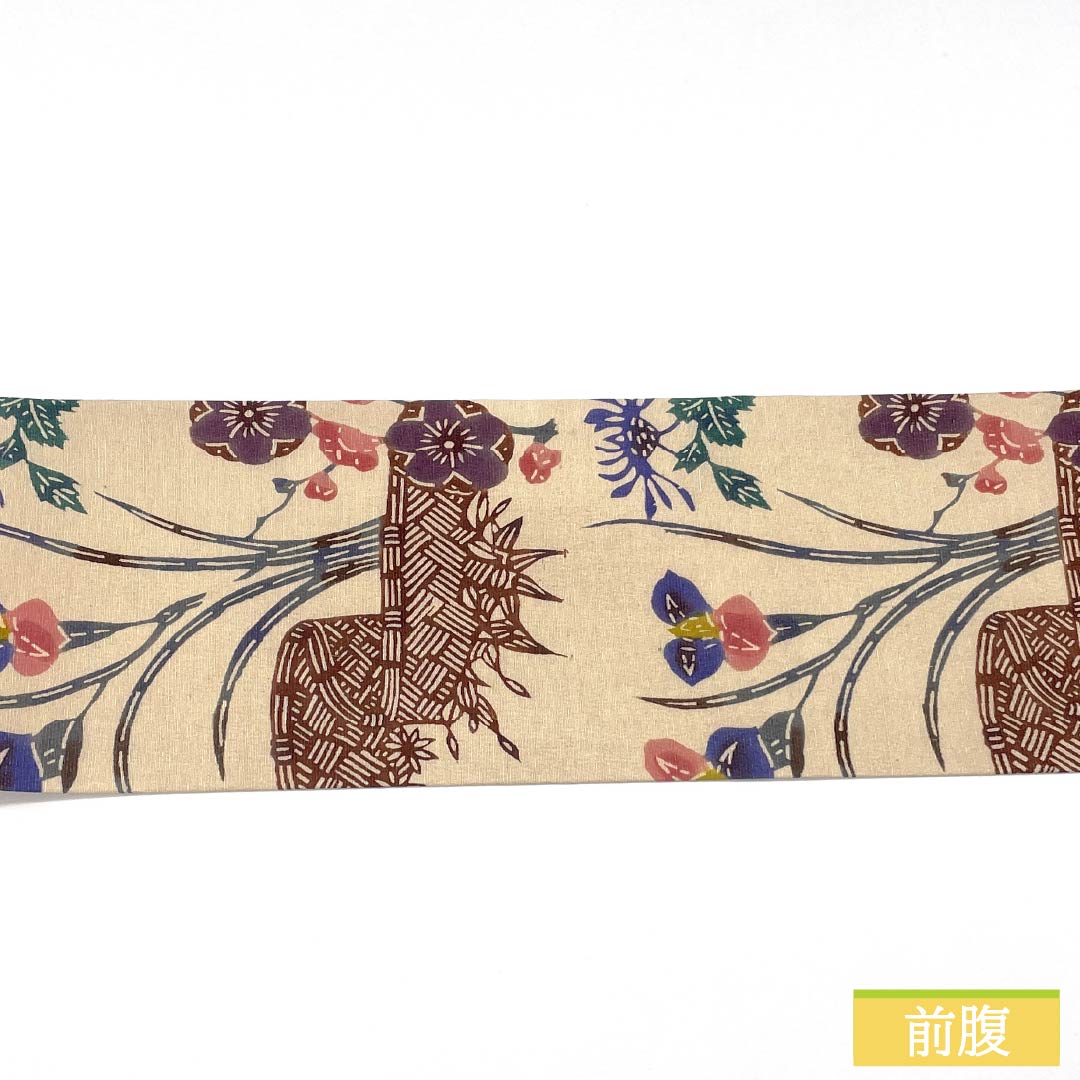 リサイクル着物】名古屋帯 正絹 Sランク 生成り色（きなりいろ） 京