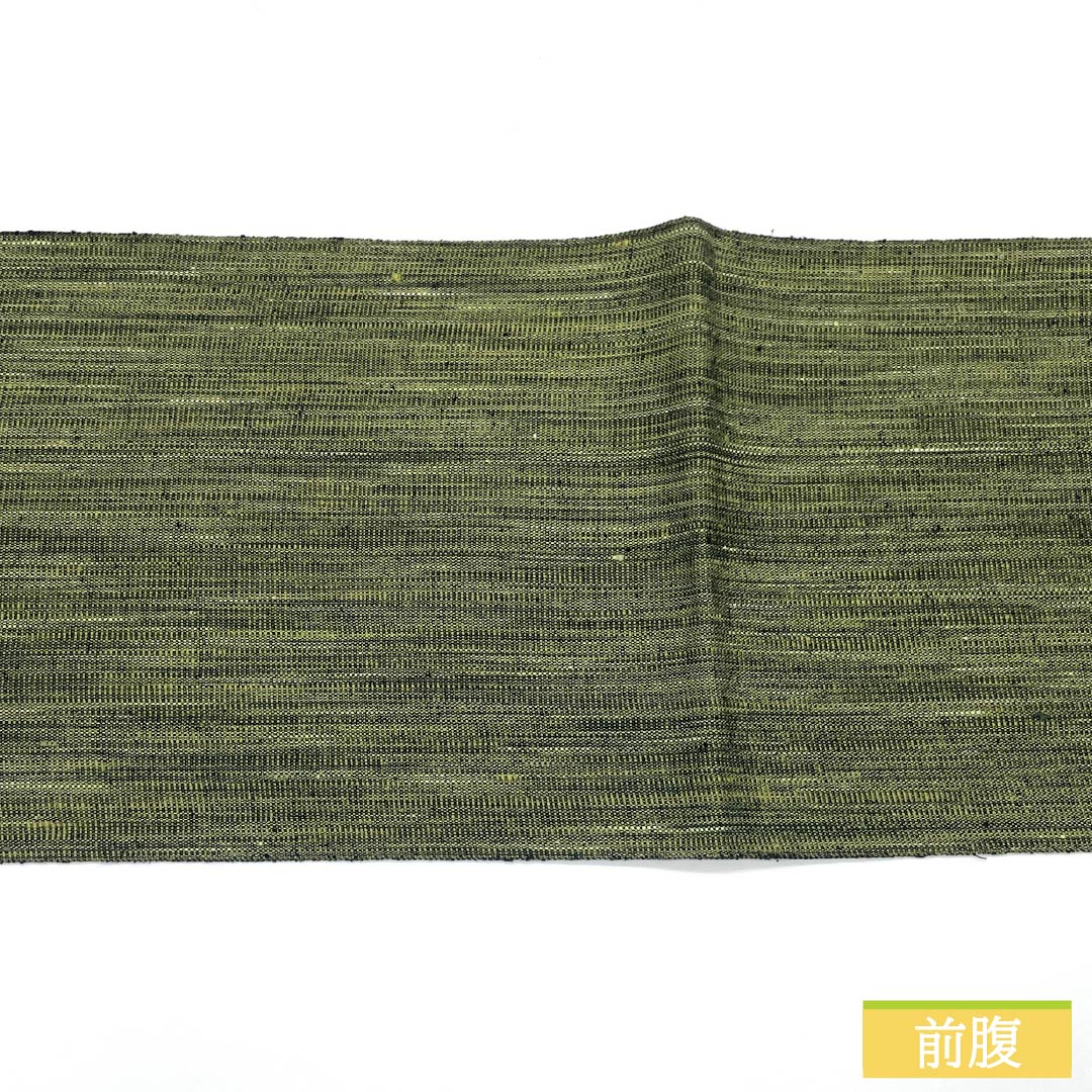 名古屋帯 正絹 Sランク 紬地 帯丈382cm 全通 カジュアル 緑系 1124010322419 開き仕立て