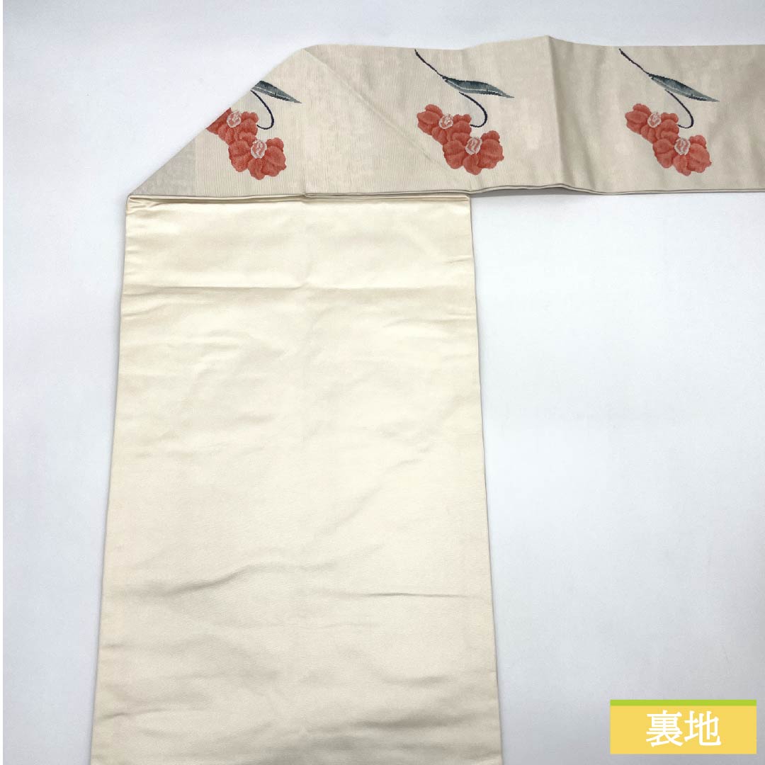 名古屋帯 正絹 Sランク 胡蝶蘭 西陣織 引箔 帯丈354cm ポイント柄 セミフォーマル 銀系 1124010392322 名古屋仕立て