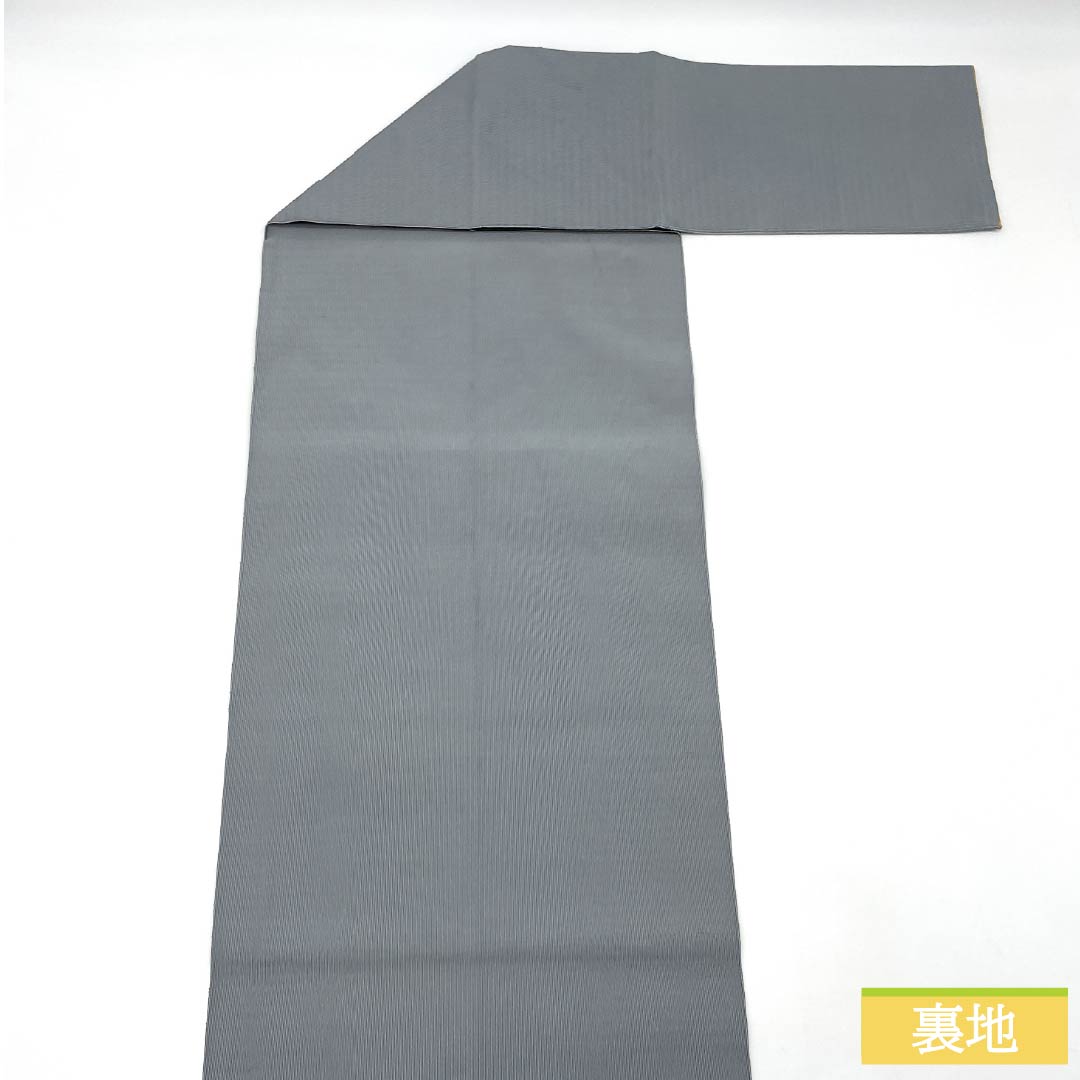 名古屋帯 正絹 Sランク 灰青色（はいあおいろ） 綴れ織 抽象花模様 帯丈356cm ポイント柄 セミフォーマル グレー系 1124010362322 松葉仕立て