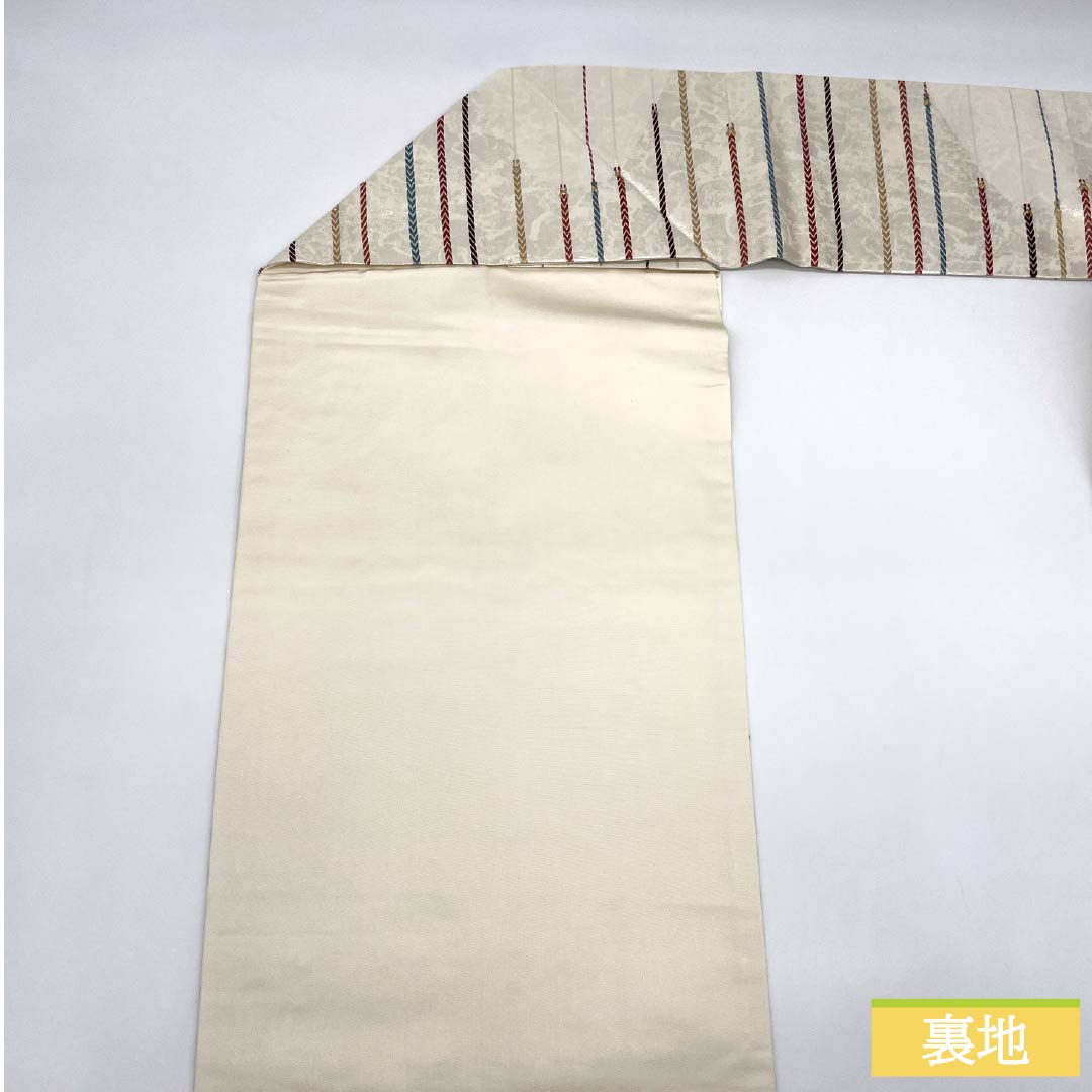 Nagoya Obi, Pure Silk, S-Rank, Braided Pattern, Nishijin Weave, Dried Foil, Length 358cm, Six-Ply, Casual, Silver, 1124010142322, Nagoya Style