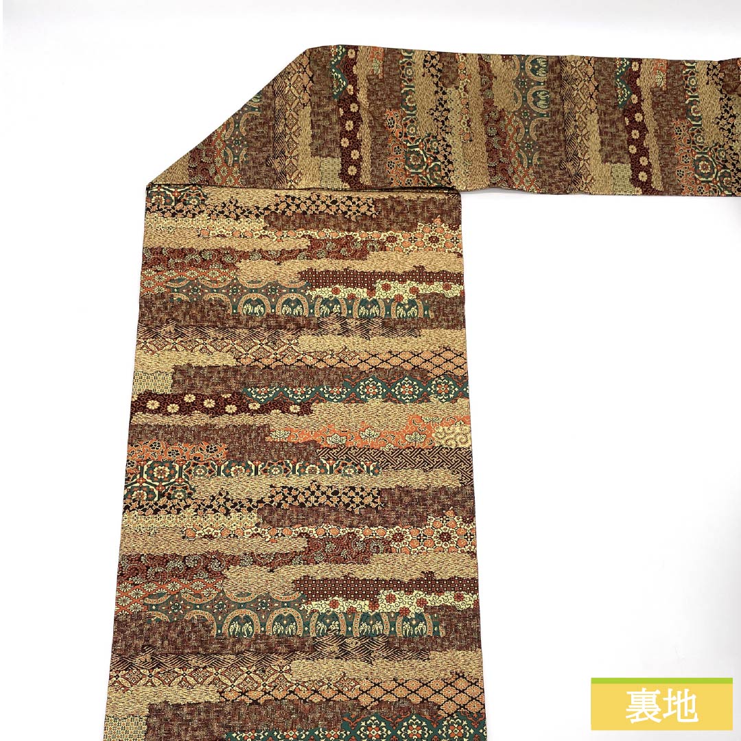 Nagoya Obi, Pure Silk, S-Rank, Manyo, Shoba Weave, Yamaki Orimono, Varied Horizontal Stripes, Length 351cm, Full Length, Casual, Gradient, Item Number 1124010082399, Nagoya Style