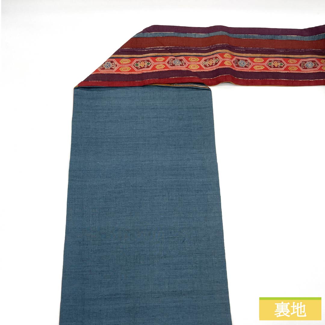 名古屋帯 正絹 Sランク 染め帯 紬地 縞 帯丈363cm 全通 カジュアル グラデーション系 1124010092399 名古屋仕立て