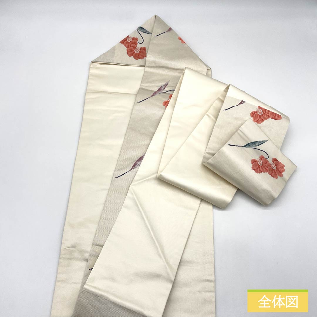 名古屋帯 正絹 Sランク 胡蝶蘭 西陣織 引箔 帯丈354cm ポイント柄 セミフォーマル 銀系 1124010392322 名古屋仕立て